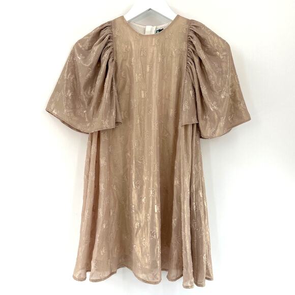 Kenzo Kids Girls Gold Logo Flutter Jacquard Lamé Dress Size 10A - Picture 11 of 13